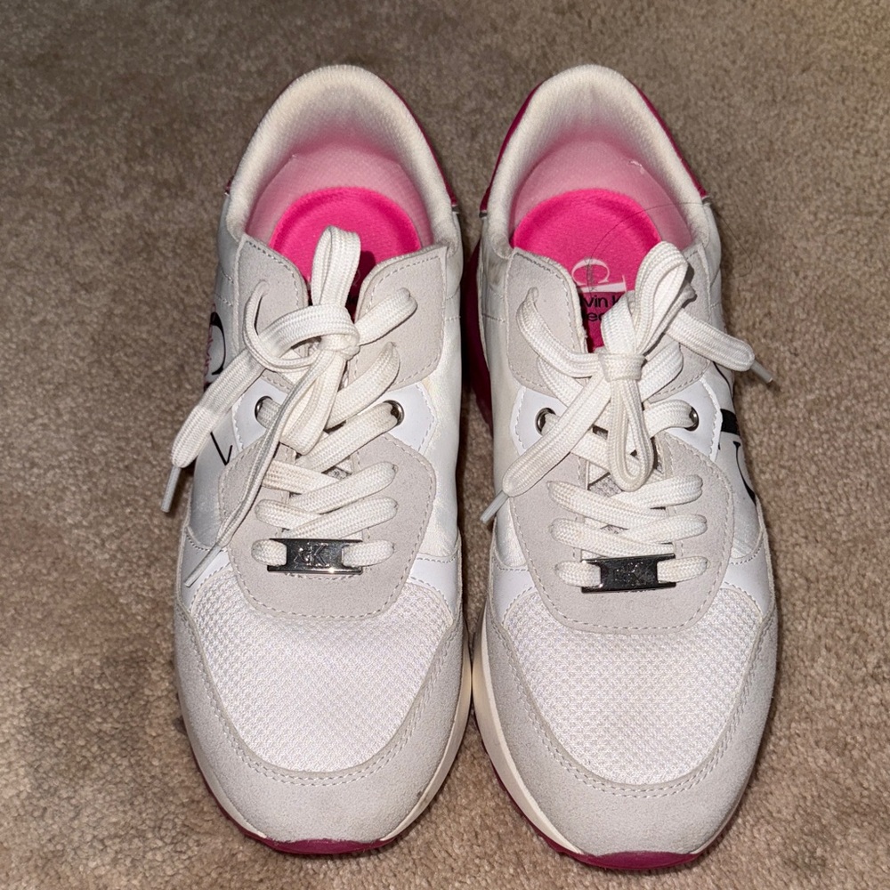 Women's White and Pink Sneakers